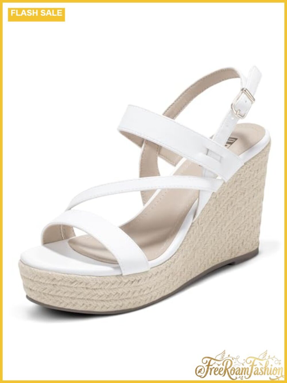 IDIFU Women's Espadrille Wedge Sandals 4-Inch Platform Heels Ankle Strap